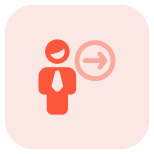 Businessman with a right direction arrow indication icon