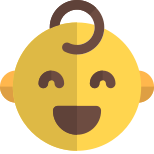 Happy baby smile with open mouth grinning icon