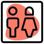 Visiting room with couples on stickman logotype icon