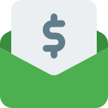 International money order payment in an envelope icon