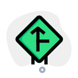 Side road to front joining the intersection icon