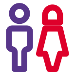 Male and female bathroom stickman signal logotype icon