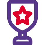 Defence department trophy with shield shape and star icon