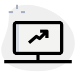 Preparation of line graph on a computer isolated on a white background icon