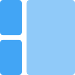 Box with sides sectioned in parts layout icon