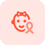 Baby girl with a a AIDS logo isolated on a white background icon