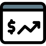 Landing page with financial information with arrow icon