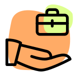 Business stakes shared among business partners - hand and briefcase icon