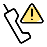Exclamation mark triangular error notification on old phone icon