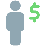 Salary transferred in dollar money tender layout icon