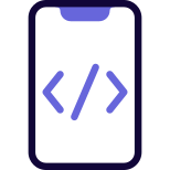 The smartphone with a programming feature for web development icon