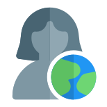 Global access of a profile reach isolated on a white background icon