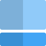 Bottom horizontal grid with upper enlarged frame icon