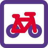 Bicycle lane sign on a road for safety of the pedestrian icon