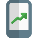 Line chart report send by smartphone online icon