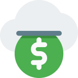 Electronic money transfer in cloud based network icon