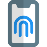 Fingerprint access on a cell phone device icon