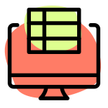 Spreadsheet data collection on a desktop computer icon