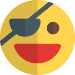 Face expression with an eye patch smiling emoticon icon