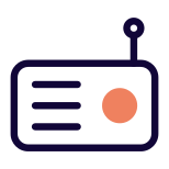 Portable radio system with an antenna installed icon