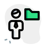 Businessman sharing a single folder on an online server icon