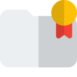 File and folder with single ribbon emblem icon