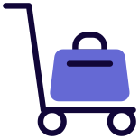 Suitcases carried by trolley service in the hotel icon