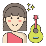 músico-externo-profesiones-mujer-diversidad-flaticons-color-lineal-iconos-planos icon