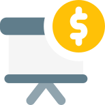 Finance and sales figure with dollar sign on slide screen icon