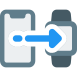 Smartphone to smartwatch media transfer arrow layout icon