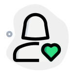 Favorite female user profile picture with heart logotype icon