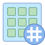 Grille d'activité avec hashtag icon