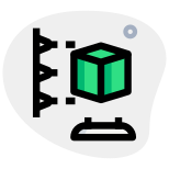 3D printing process on a horizontal machine of a cubic shape icon