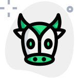 Cow face with long horns and long hornd icon