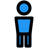 Customer coming to laundry service stickman layout icon