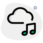 Music on cloud network isolated on white background icon