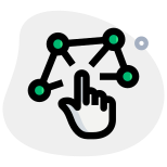 Touch access of a nodes network isolated on a white background icon
