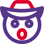 Cowboy emoticon with hat and open mouth icon