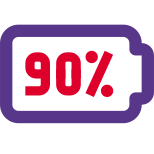 Ninty percent phone battery charging level layout icon