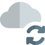 Reload and syncing loop arrows on a cloud server icon