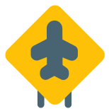 Airport sign board with an airplane layout icon