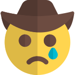 Crying cowboy with tears flowing down from face icon