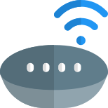 Wireless internet connected home voice assistant speaker icon