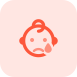 Sad baby crying with tear drop flowing icon