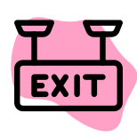 Exit sign for exiting from the hotel room icon