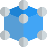 Framework design of cube 3D design shape at every vertices icon