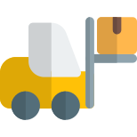 Heavy material handling forklift vehicle with box up icon