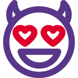 Heart eyes of devil with horns smiling face emoji icon
