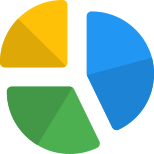 Exploded Pie chart comparison with multiple sections layout icon