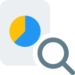 Find Pie chart sales data record the magnifying glass icon